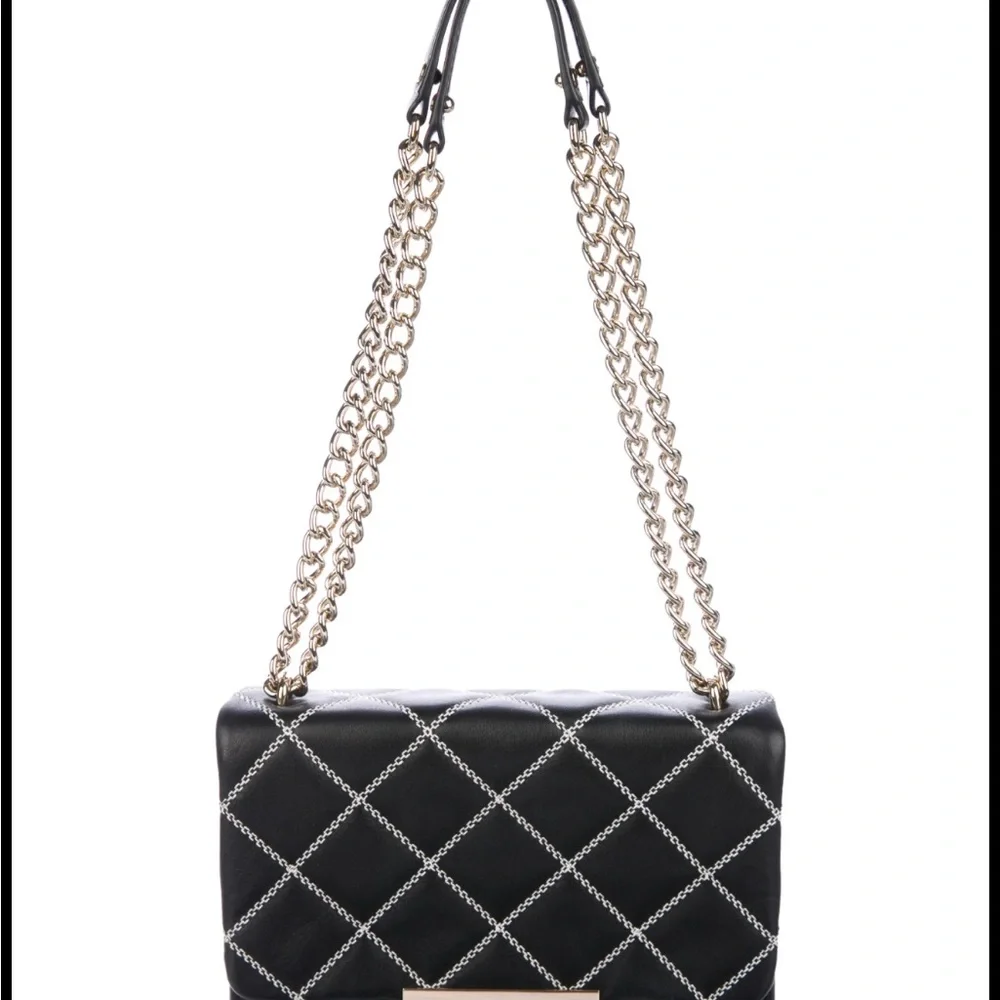 Kate Spade Quilted‎ Black Crossbody with Gold Chain